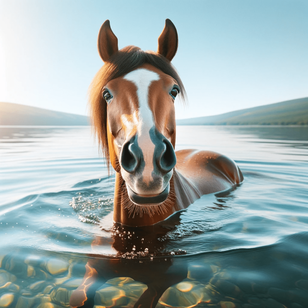 Gesundes Pferd schwimmt nach einer Faszienmassage mit der Faszienrolle von LaziRoll, Ernährung Pferd, Physiotherapie Pferd, Faszienrolle Pferd, LaziRoll, Aromatherapie, Massageknoten, Physiotherapie, Massage, Massage Hund, Faszienrad Hund, Tierwohl